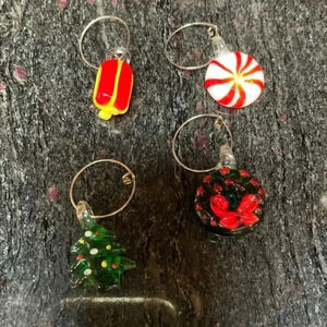 Wine Glass Christmas Charms